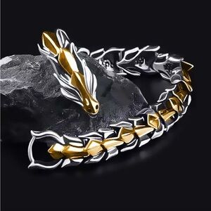 Obsidian Men Dragon Chain Bracelet